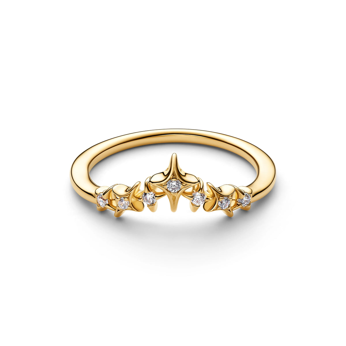 Stella con tiara placcato oro 14k anello with zirconia cubica trasparente - 164946C01