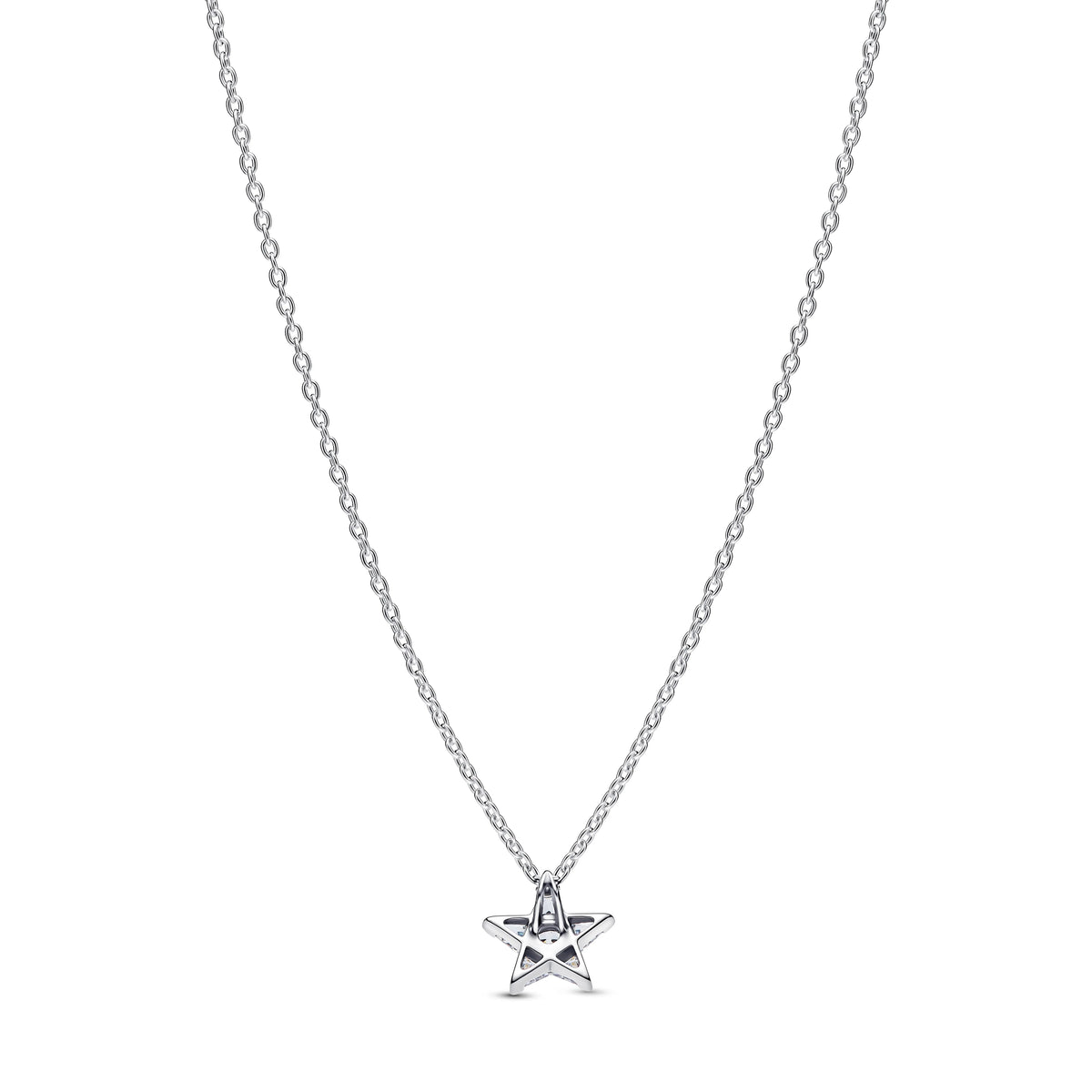 Stella argento sterling collana con pendente with zirconia cubica trasparente - 395078C01
