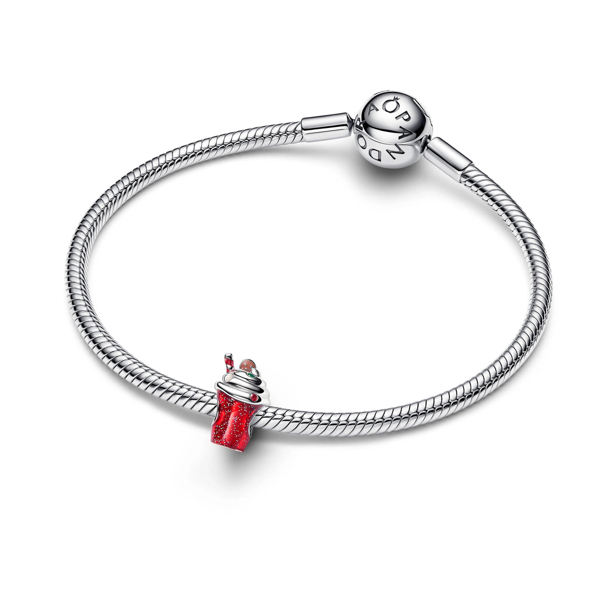 Bevanda di pan di zenzero charm in argento sterling with bioresina madreperla sintetica, rosso zirconia cubica, verde cristallo and smalto - 795062C01