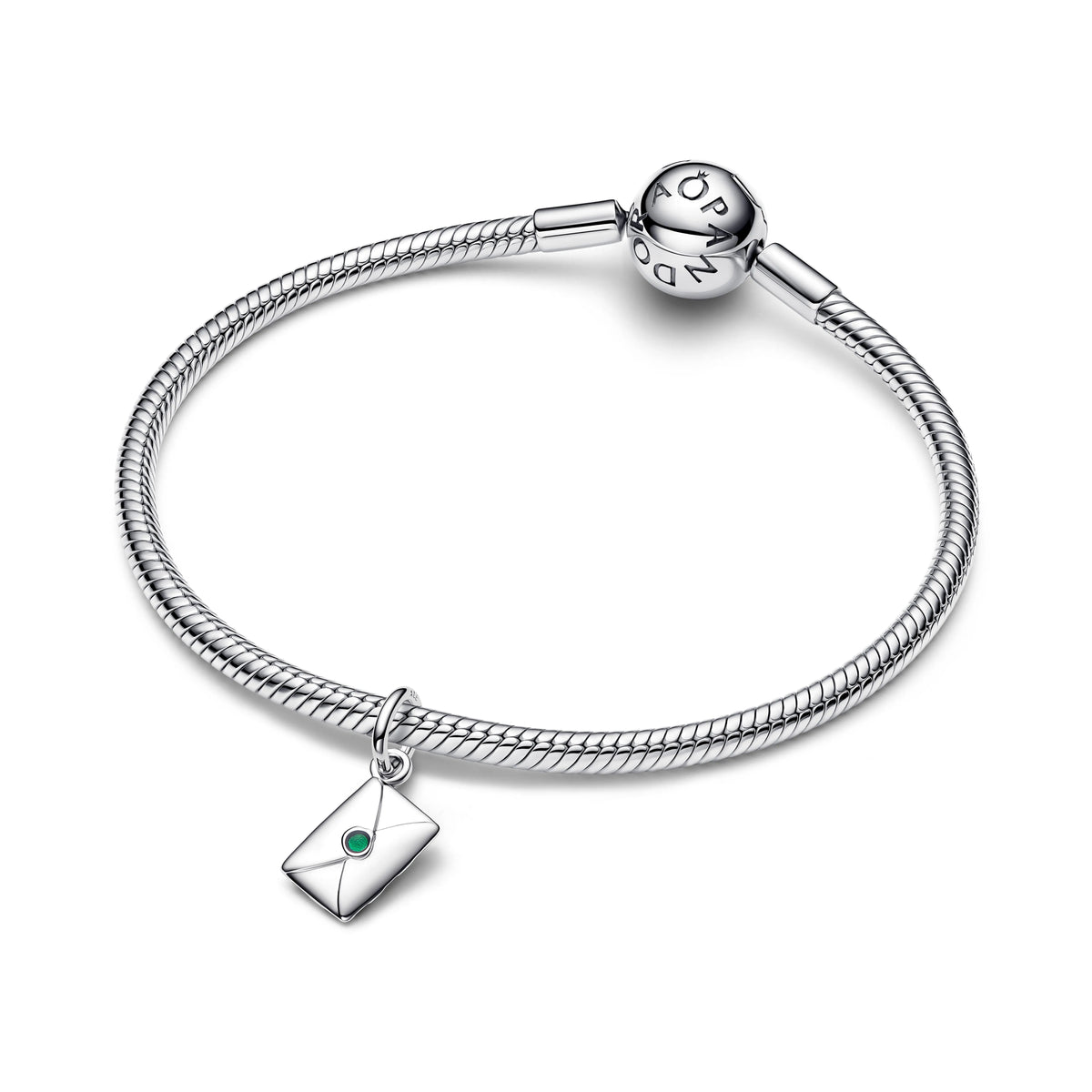 Lettera a Babbo Natale argento sterling pendente with zirconia cubica trasparente, smalto rosso e verde - 795065C01