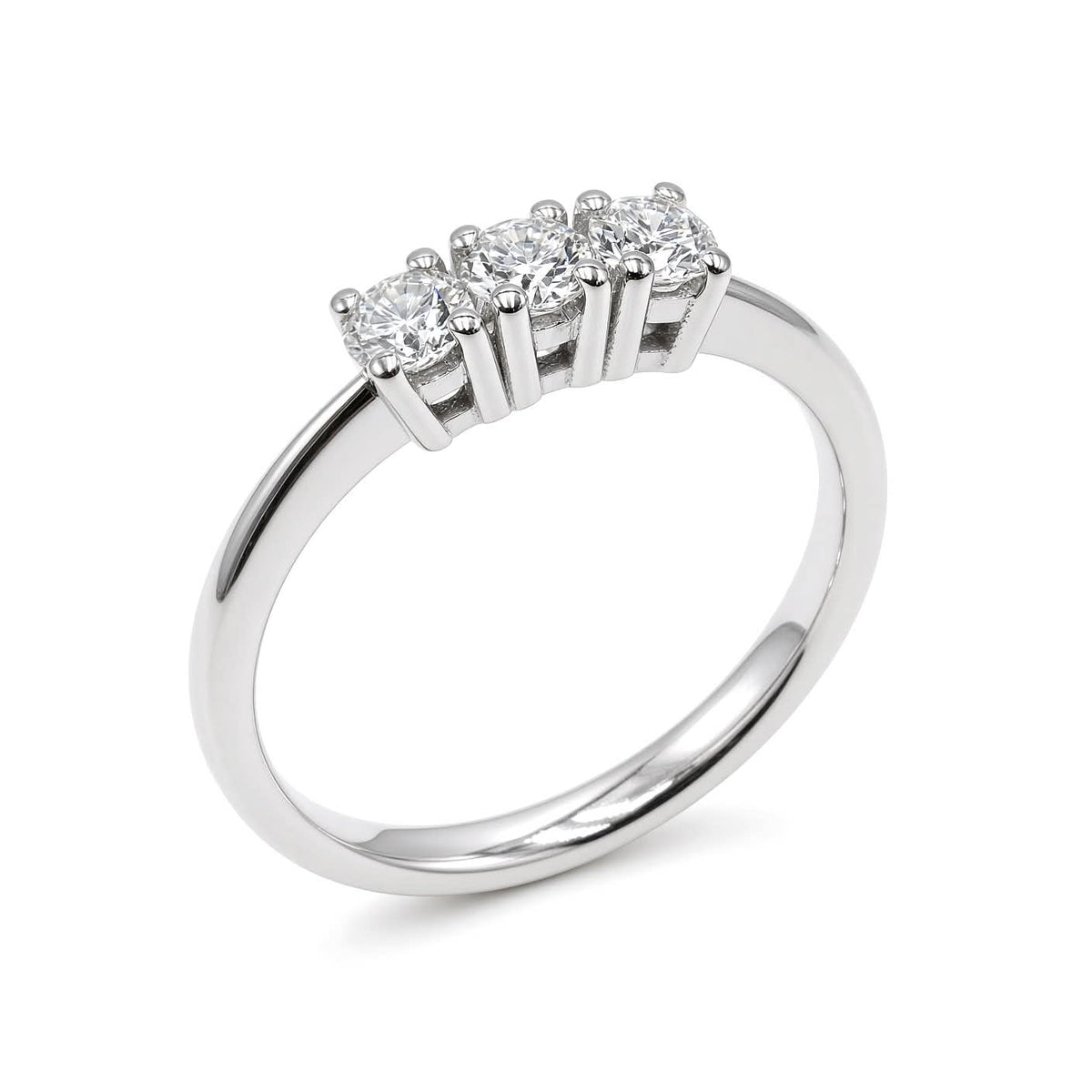 Anello Trilogy in Oro Bianco 18 Carati con Diamanti - Simmi Gioielli