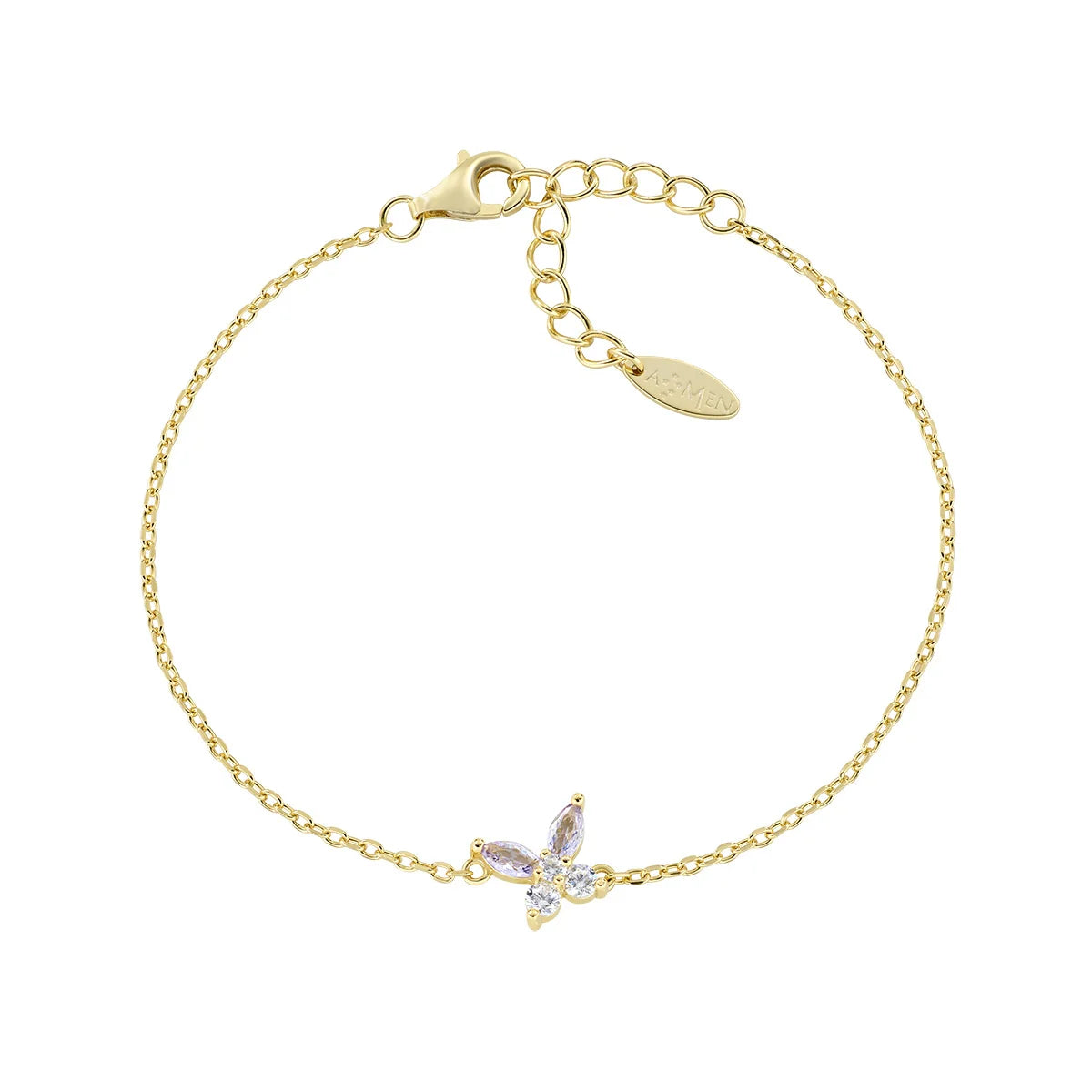 Bracciale Petali Lilla Dorato in Argento - BRBUTGBLA