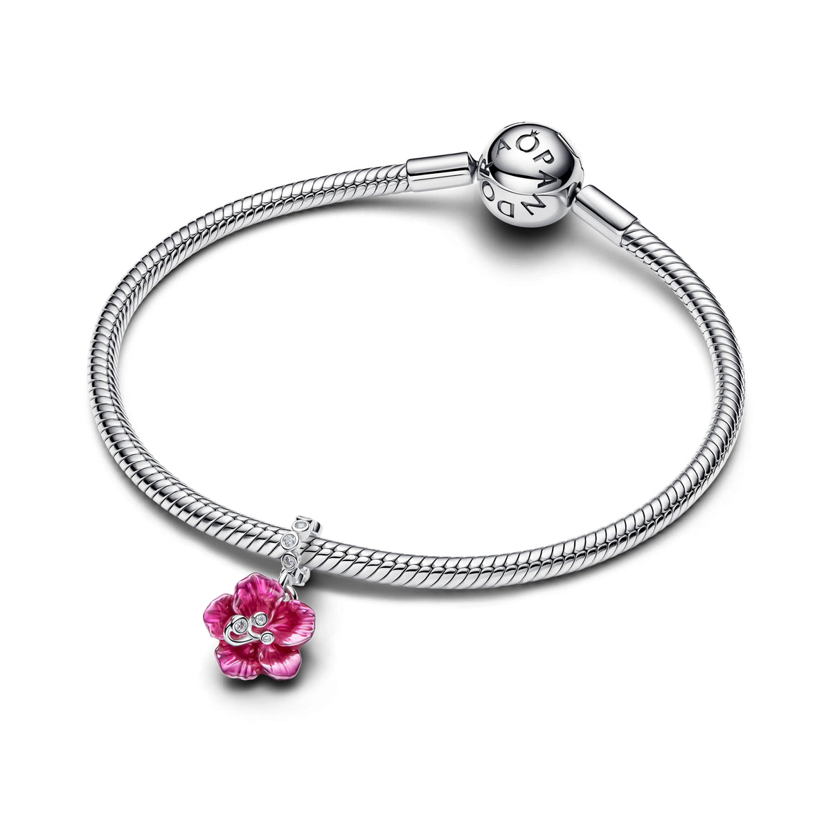 Ibisco argento sterling pendente with zirconia cubica trasparente and smalto rosa - 794698C01