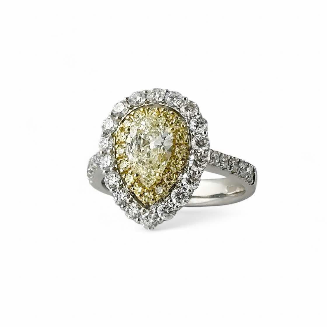 Anello da donna in oro con diamante fancy yellow taglio goccia - Simmi Gioiellerie - Anelli