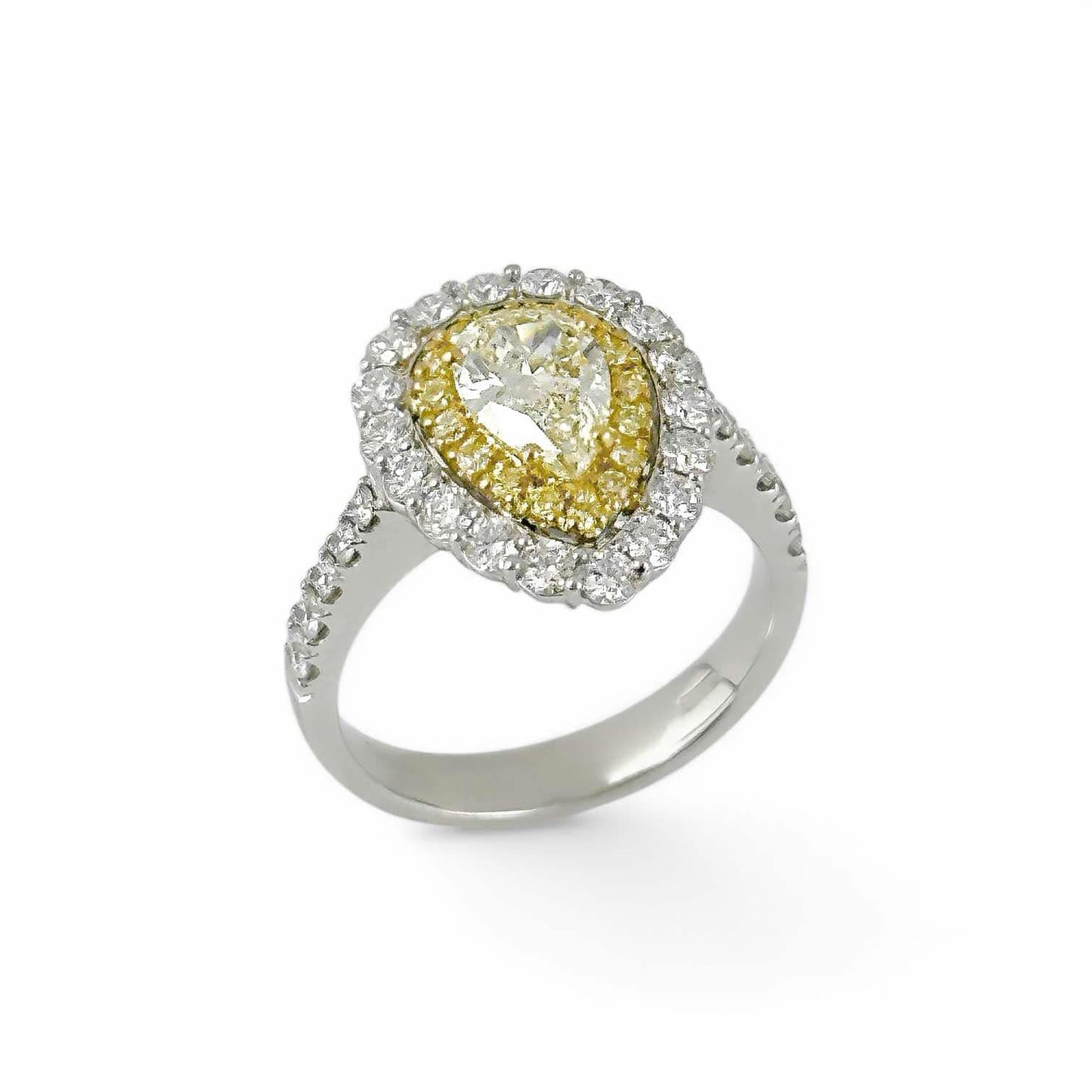 Anello da donna in oro con diamante fancy yellow taglio goccia - Simmi Gioiellerie - Anelli