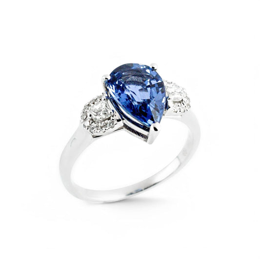 Anello da donna in oro con zaffiro a goccia e diamanti - Simmi Gioielli - Simmi Gioiellerie - Anelli