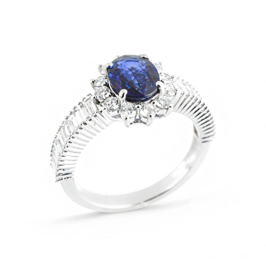 Anello da donna in oro con zaffiro e diamanti - Simmi Gioielli - Simmi Gioiellerie - Anelli