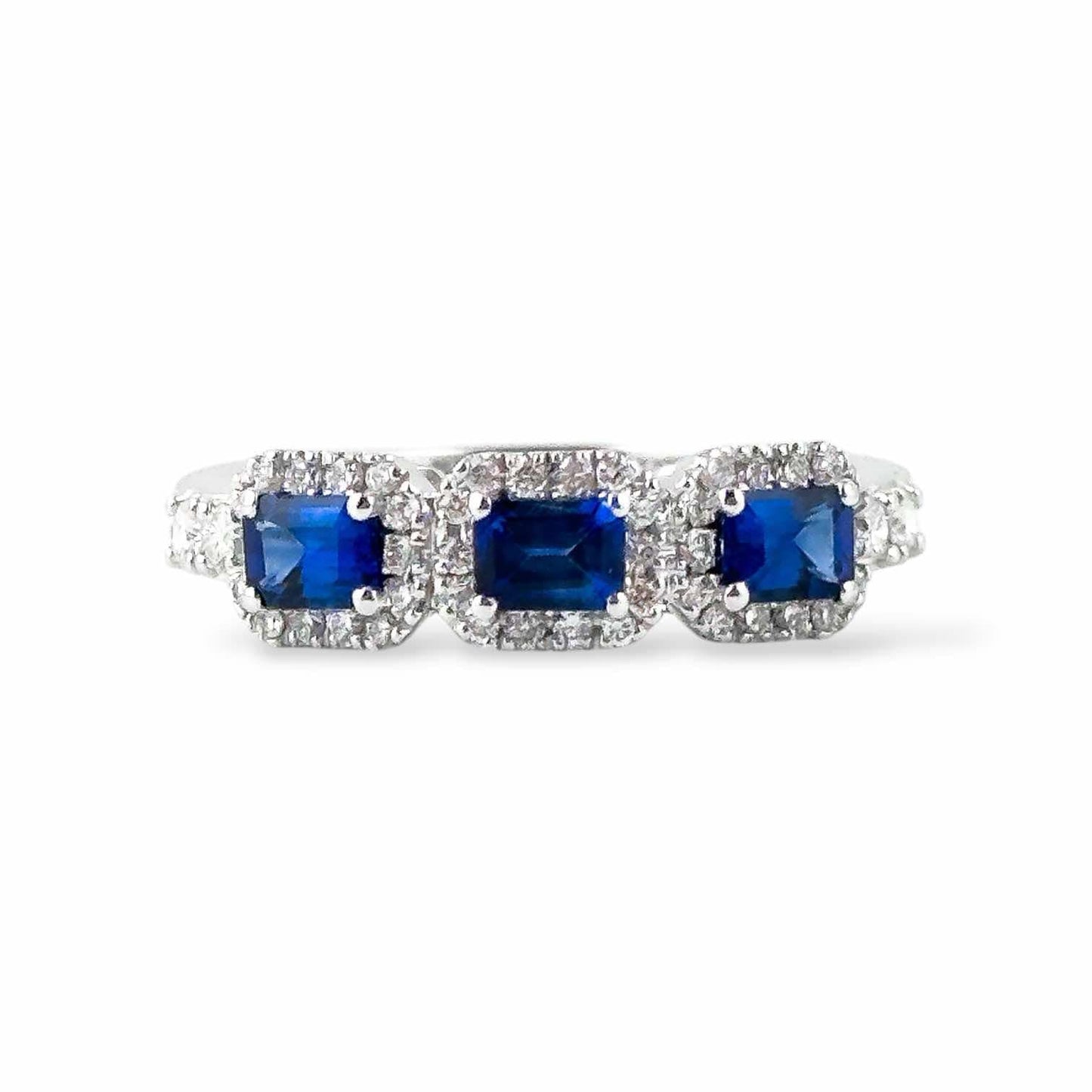 Anello da donna trilogy in oro con zaffiri e diamanti - Simmi Gioiellerie - Anelli