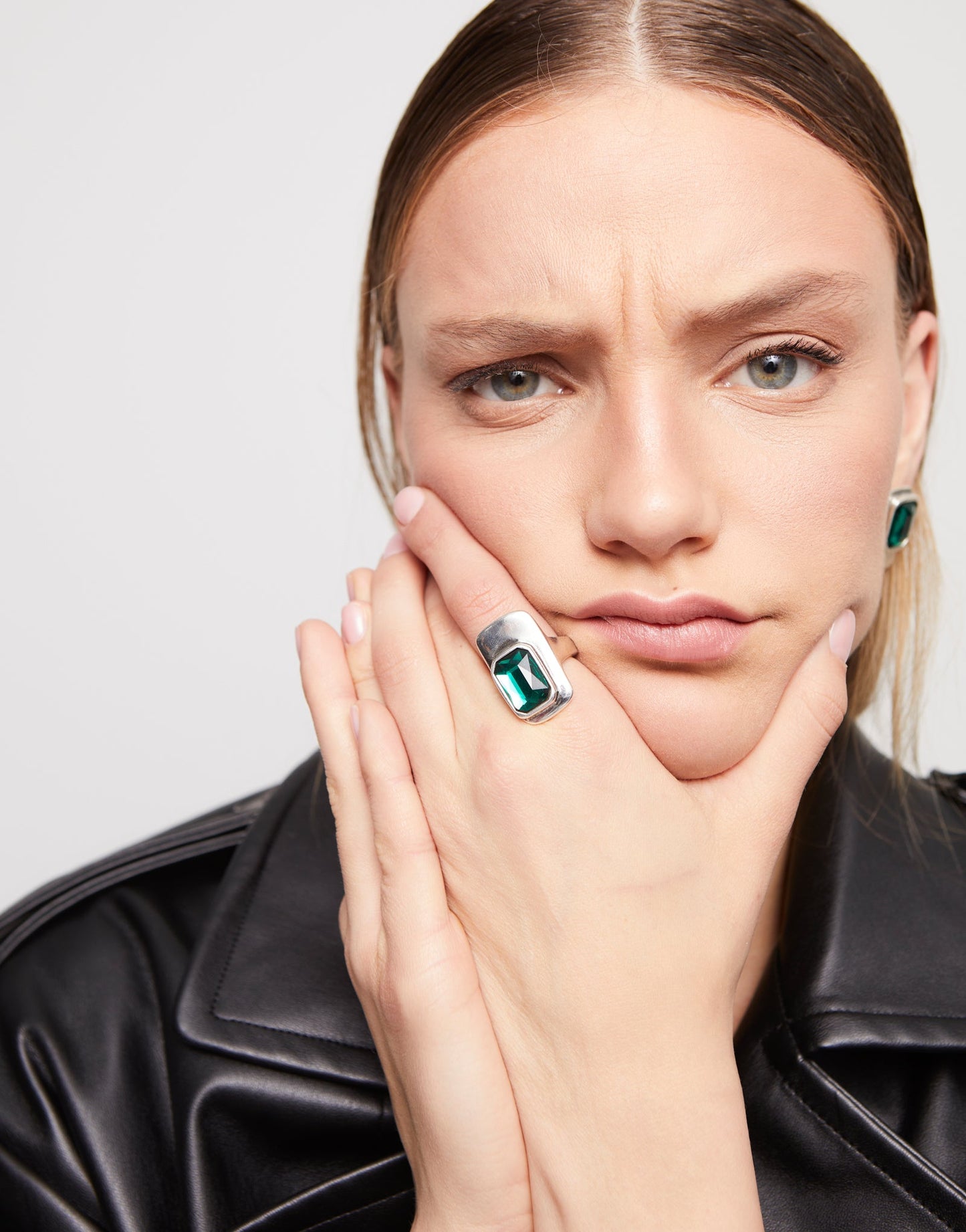 Anello da donna Uno de 50 placcato argento sterling con cristallo verde - ANI0829 - Simmi Gioiellerie - Anelli