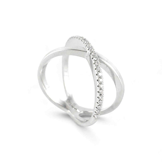 Anello intrecciato in oro bianco e diamanti - Simmi Gioielli - Simmi Gioiellerie - Anelli