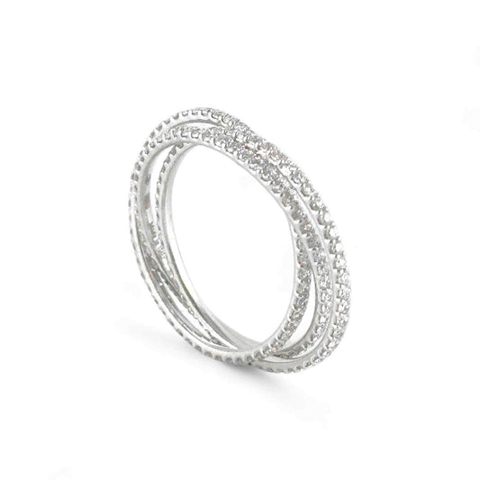 Anello triplo intreccio in oro bianco e diamanti - Davite e Delucchi - Simmi Gioiellerie - Anelli
