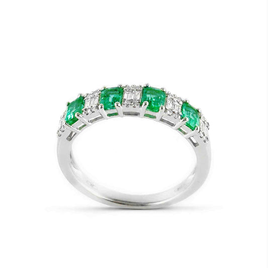 Anello veretta in oro con smeraldi e diamanti - Simmi Gioielli - Simmi Gioiellerie - Anelli