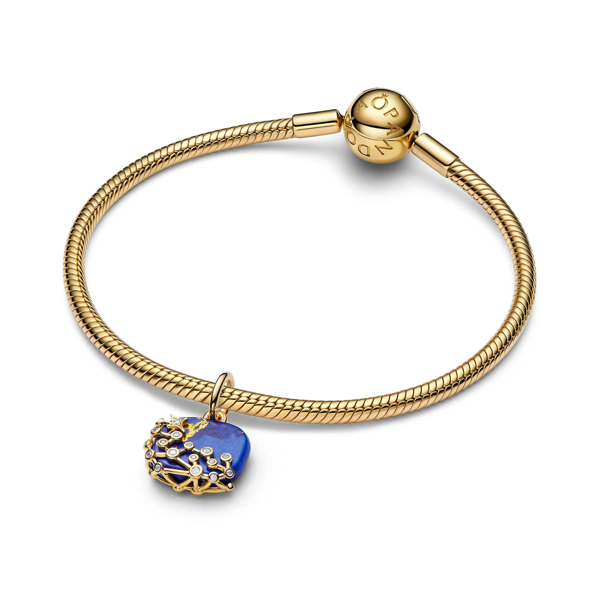 Astra placcato oro 14k pendente con lapislazzuli sintetico e zirconia cubica trasparente - 765040C01 - Simmi Gioiellerie -Charm