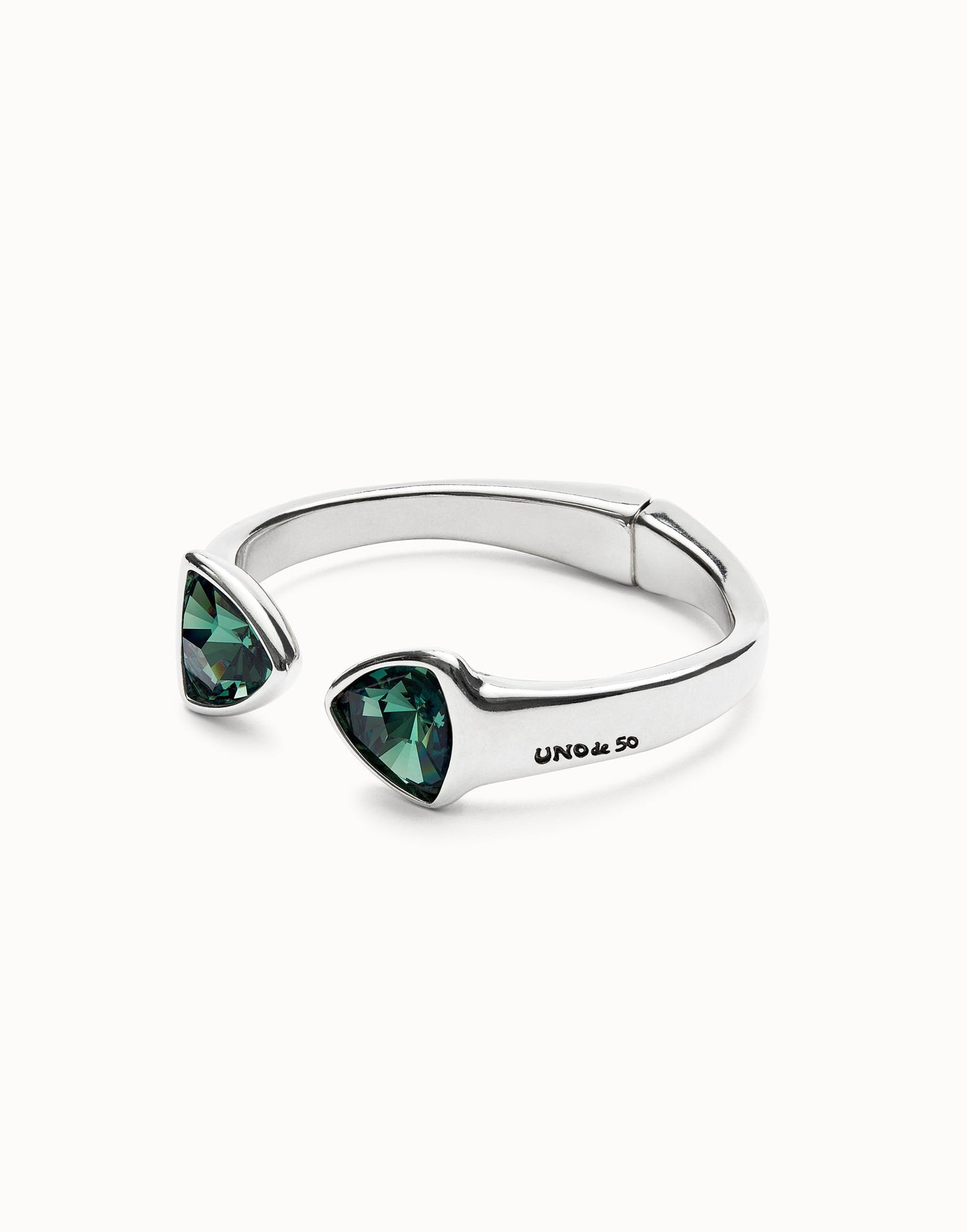 Bracciale da donna Uno de 50 placcato argento Sterling con due cristalli sfaccettati verdi - Simmi Gioiellerie - Bracciali