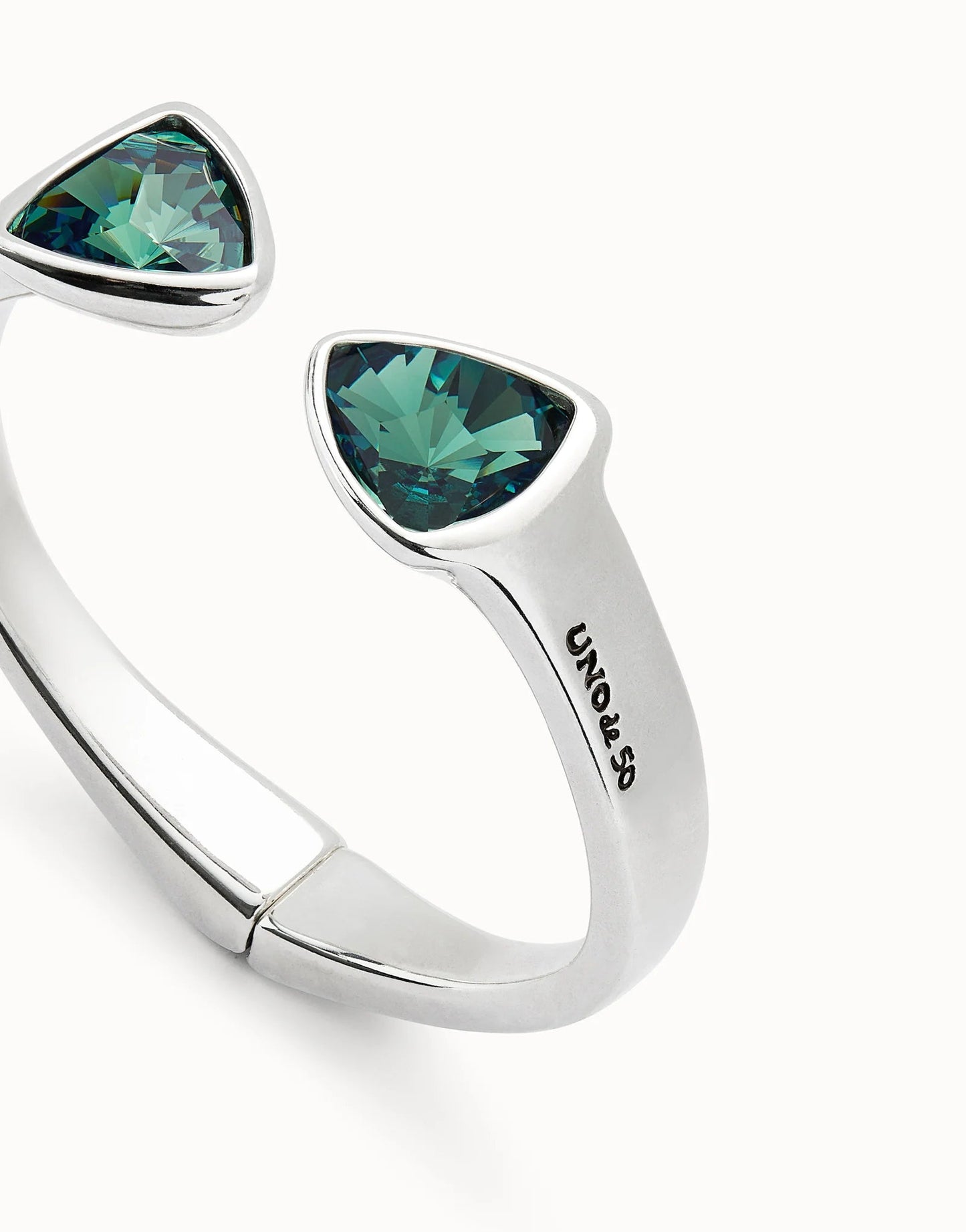 Bracciale da donna Uno de 50 placcato argento Sterling con due cristalli sfaccettati verdi - Simmi Gioiellerie - Bracciali