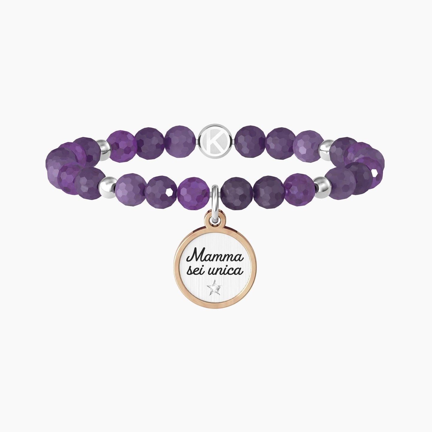 Bracciale mamma con ametista e ciondolo - MAMMA SEI UNICA - 732153 - Simmi Gioiellerie -Bracciali