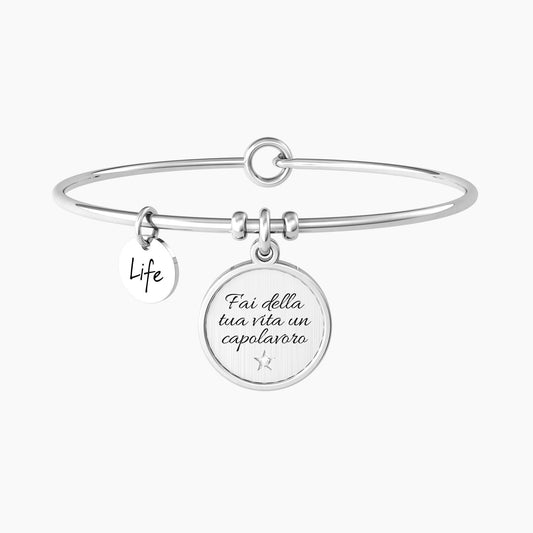 Bracciale rigido con ciondolo con frase motivazionale Fai della tua vita un capolavoro - 732090 - Simmi Gioiellerie - Bracciali