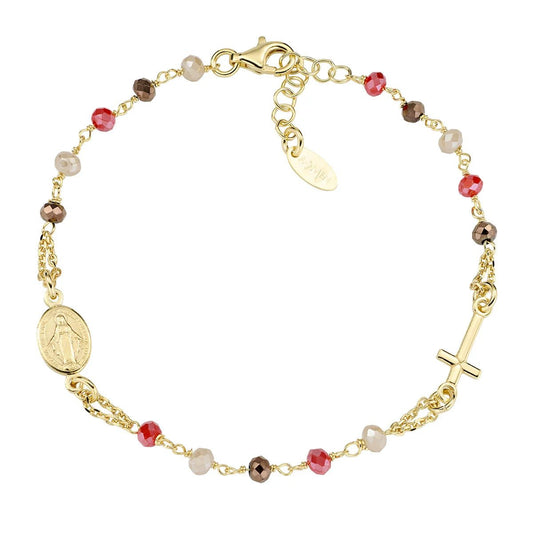 Bracciale Rosario Dorato con Cristalli Multicolor - BROGMM3 - Simmi Gioiellerie - Bracciali