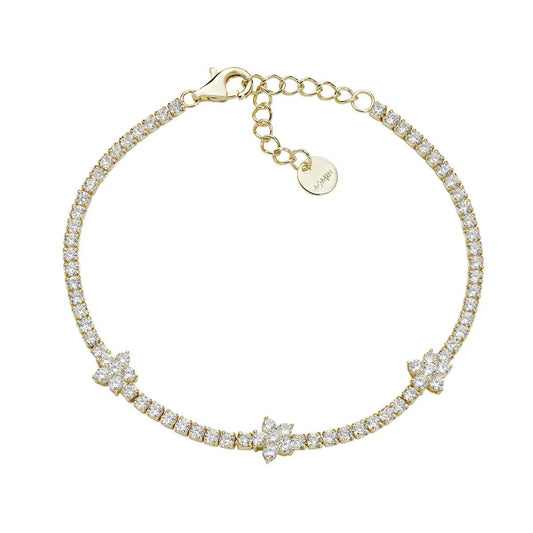 Bracciale Tennis Fiori con Zirconi Dorato - BTFIGBB16 - Simmi Gioiellerie - Bracciali