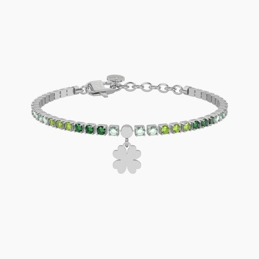 Bracciale tennis verde con quadrifoglio Quadrifoglio | buona fortuna - 732324 - Simmi Gioiellerie - Bracciali