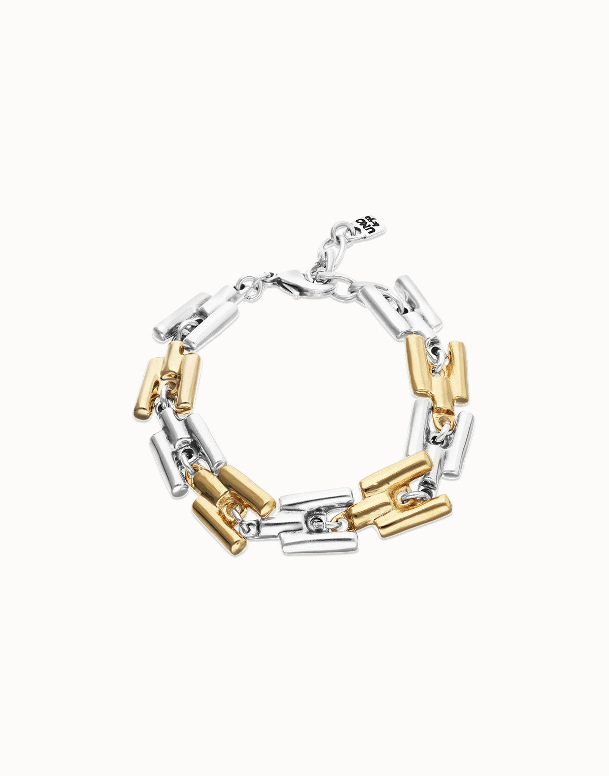 Bracciale Uno de 50 combinato con maglie placcato in argento sterling e oro 18 carati - PUL2635 - Simmi Gioiellerie - Bracciali