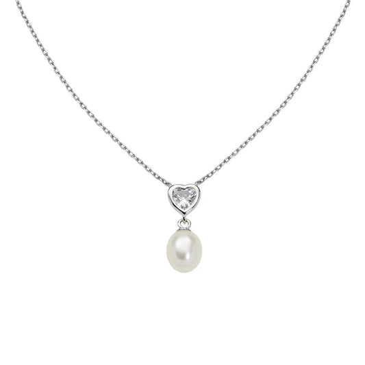 Collana Cuore con Perla e Zirconi - CLCUPEBBBZ3 - Simmi Gioiellerie - Collane