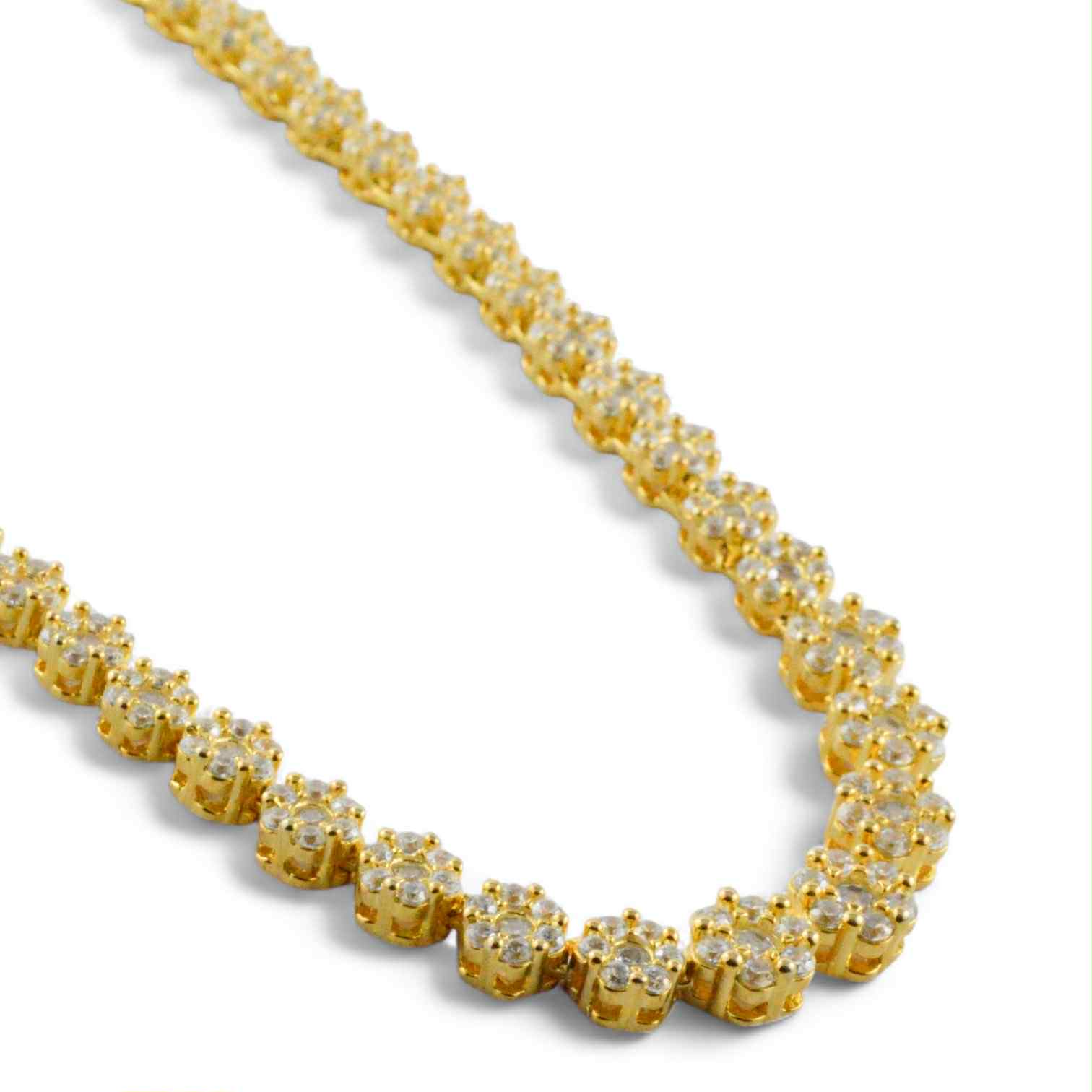 Collana da donna con fiori in argento dorato e zirconi - Simmi 925 - Simmi Gioiellerie - Collane