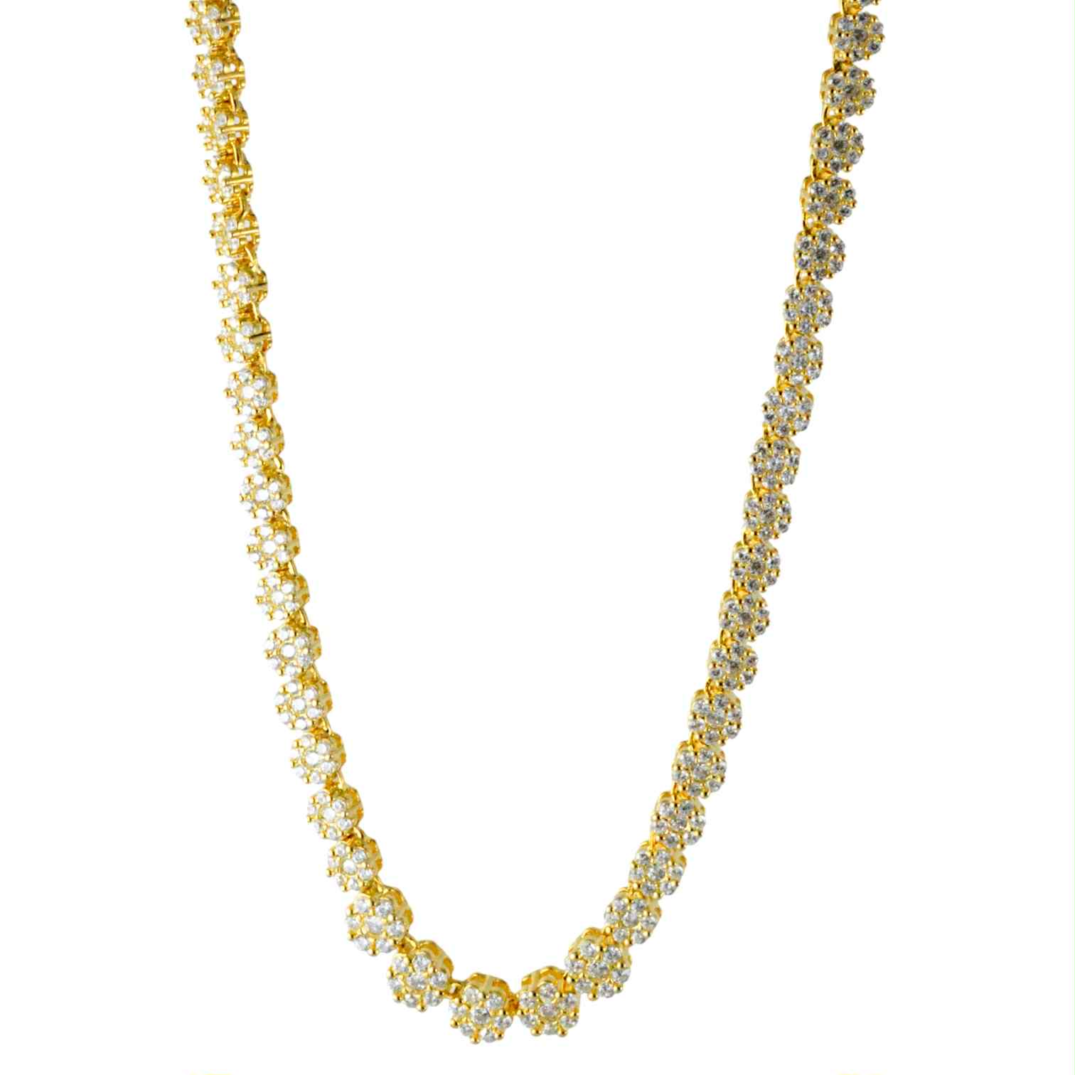 Collana da donna con fiori in argento dorato e zirconi - Simmi 925 - Simmi Gioiellerie - Collane