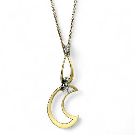 Collana da donna con luna pendente in oro e brillanti - Simmi Gioiellerie -Collane