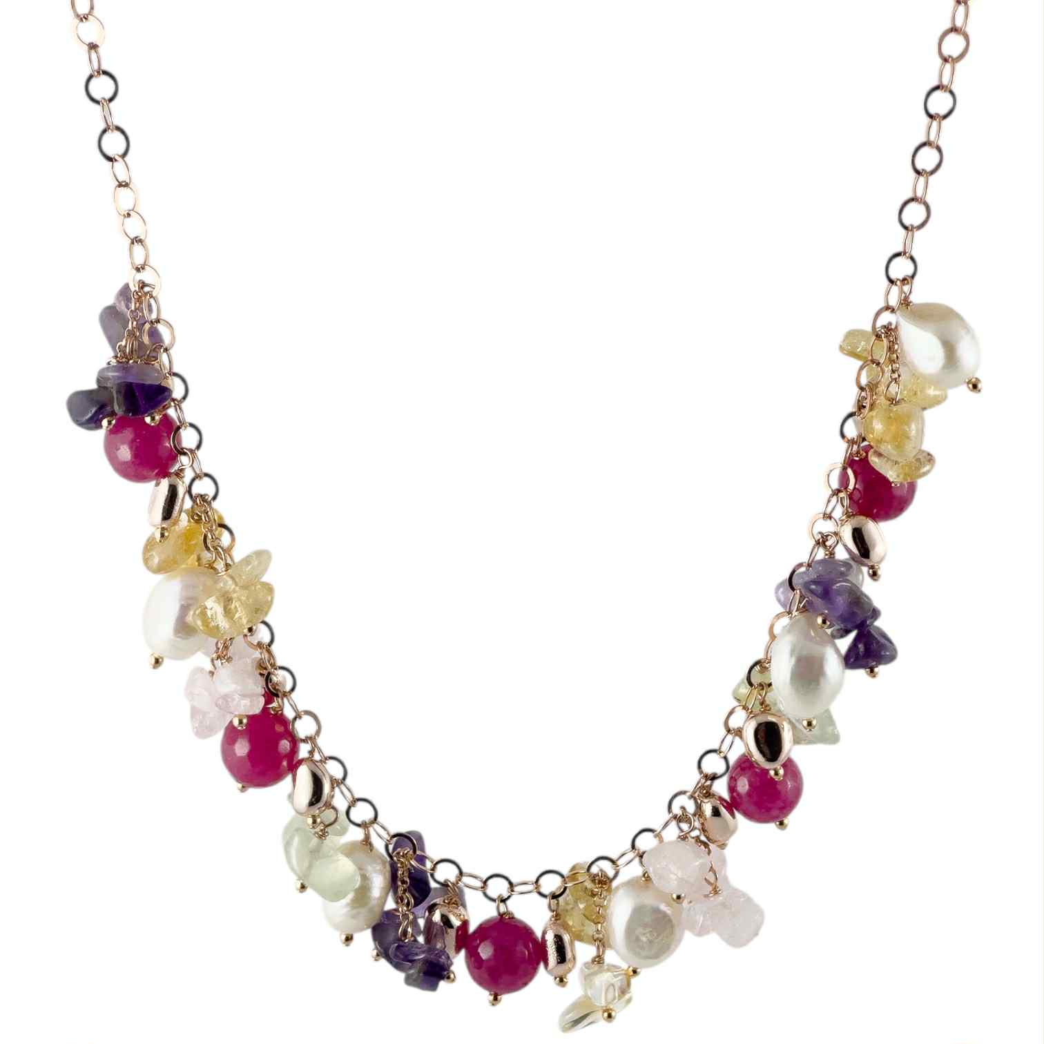 Collana da donna in argento rosa con perle e pietre naturali - Luisa della Salda - Simmi Gioiellerie - Collane