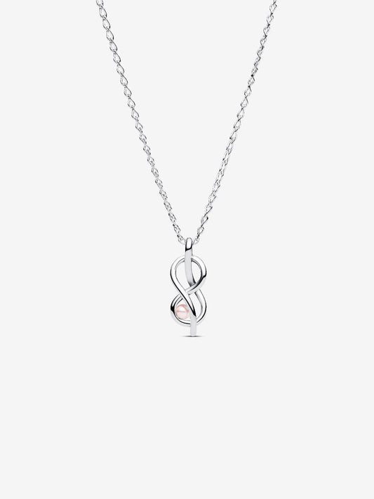 Collana Legame Infinito con Perla Rosa Artificiale - 393762C01 - 50 - Simmi Gioiellerie - Collane