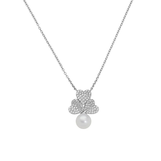 Collana Tris di Cuori Pavé e Perla - CLFIPEBBZ - Simmi Gioiellerie - Collane