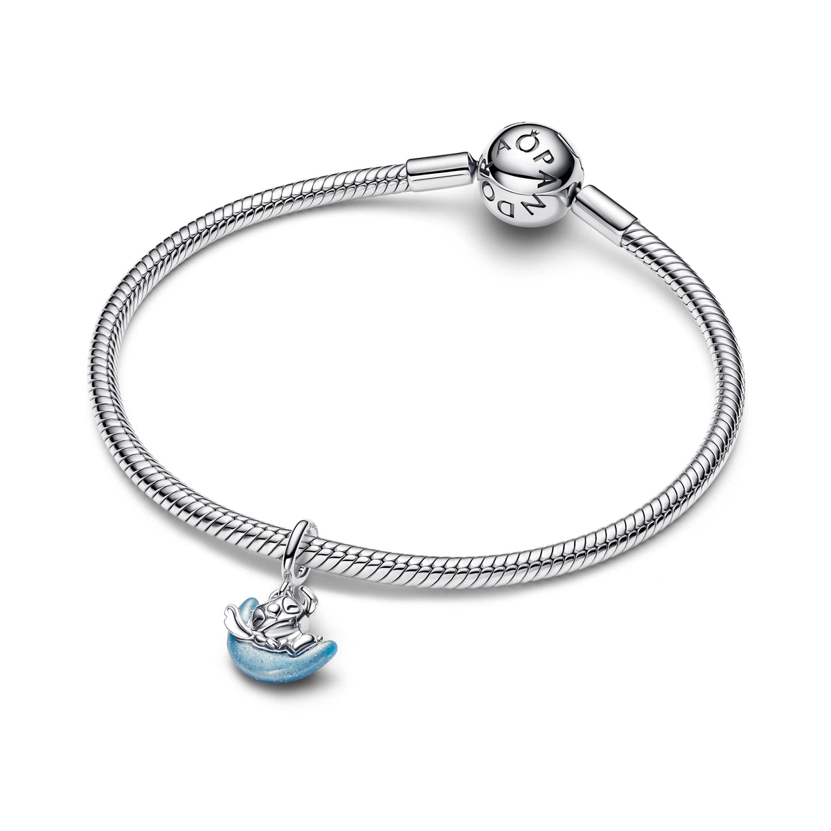 Disney Stitch e luna argento sterling pendente con fosforescente smalto - 795022C01 - Simmi Gioiellerie -Charm