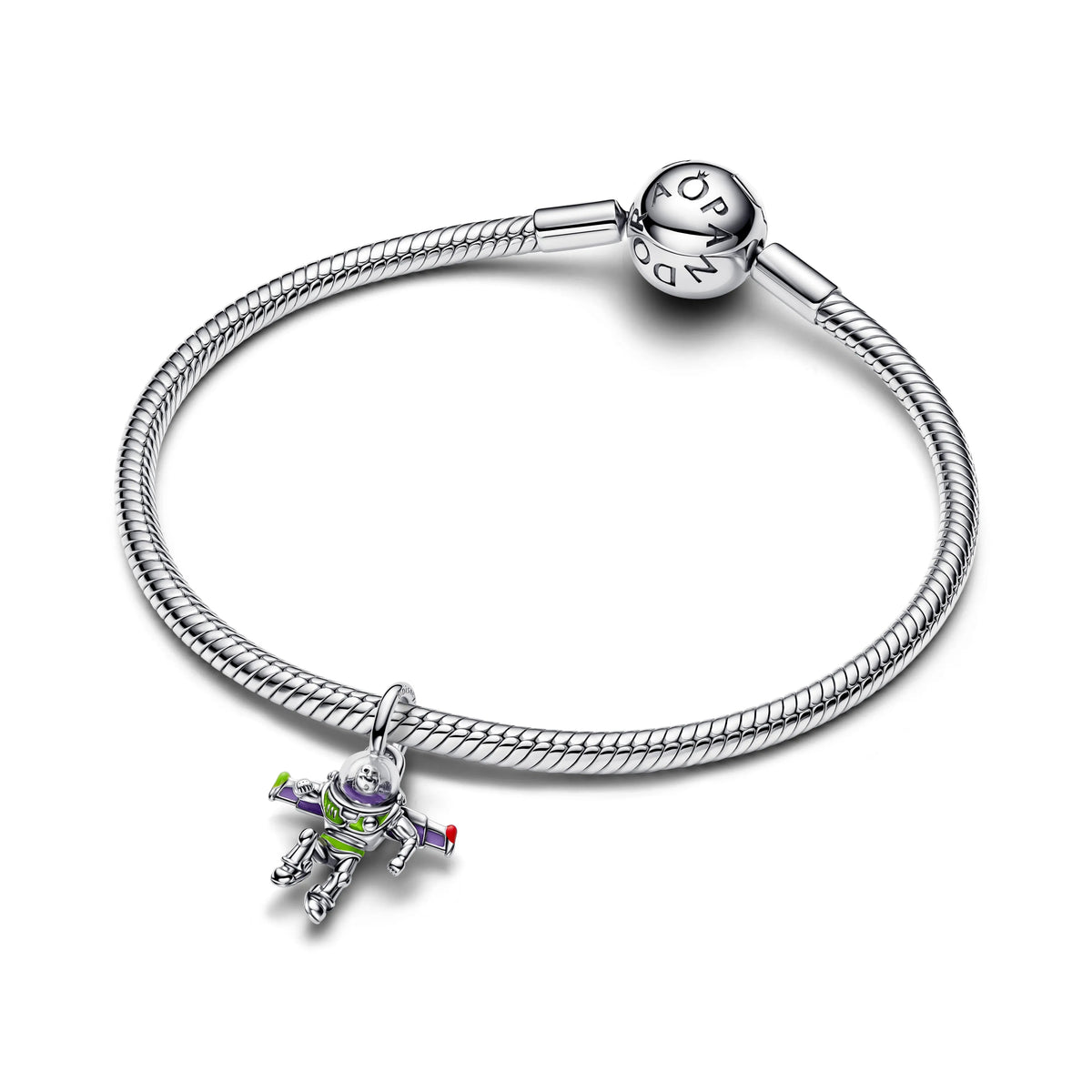 Disney Toy Story Buzz Lightyear argento sterling pendente con smalto rosso, viola e verde e transparent UV resin - 794604C01 - Simmi Gioiellerie -Charm