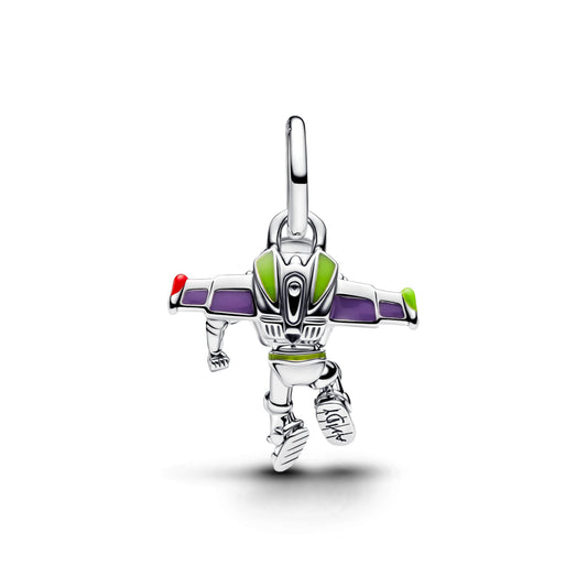 Disney Toy Story Buzz Lightyear argento sterling pendente con smalto rosso, viola e verde e transparent UV resin - 794604C01 - Simmi Gioiellerie -Charm