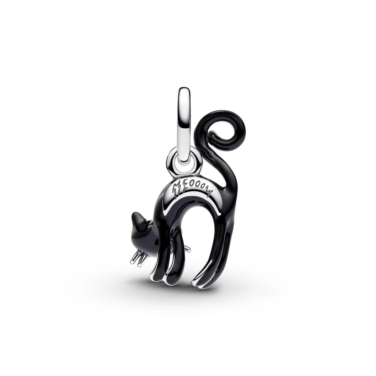Nero cat argento sterling pendente con nero e fosforescente smalto - 794769C01 - Simmi Gioiellerie -Charm