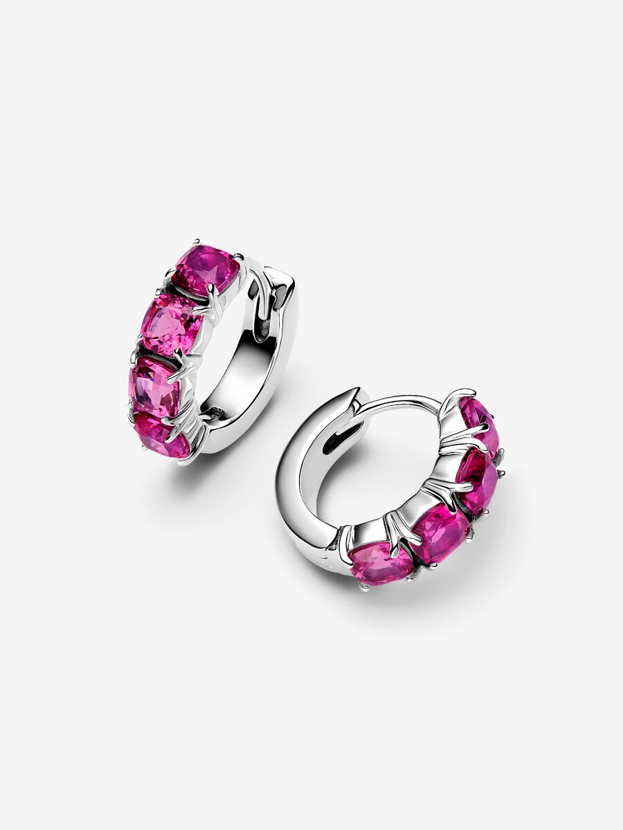 Orecchini Cerchi Cristalli Rosa Scuro - 293851C02 - Simmi Gioiellerie - Orecchini