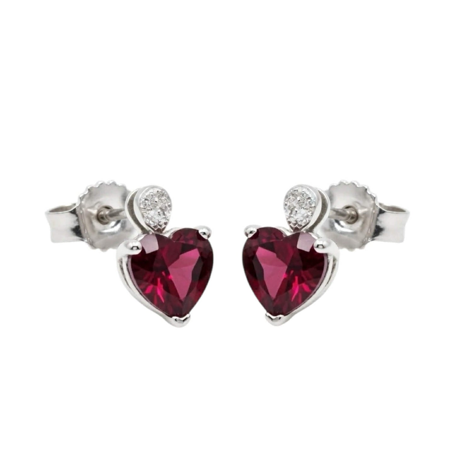 Orecchini Cuore in Oro Bianco con Rubino e Diamanti - Simmi Gioielli - Simmi Gioiellerie - Orecchini