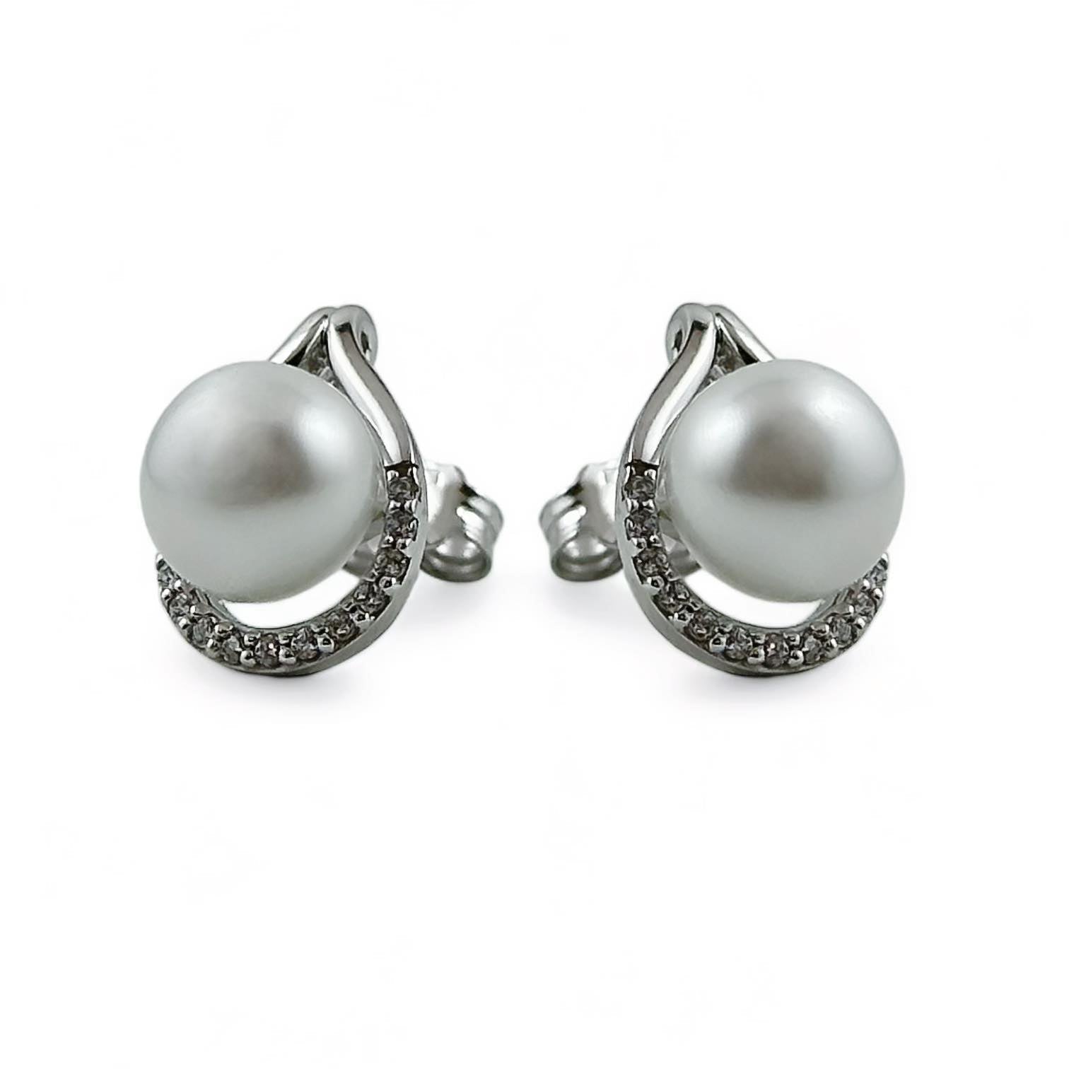 Orecchini Con Perle Tonde Piatte Grigie Con Perno E Argento Sterling - Foto 4