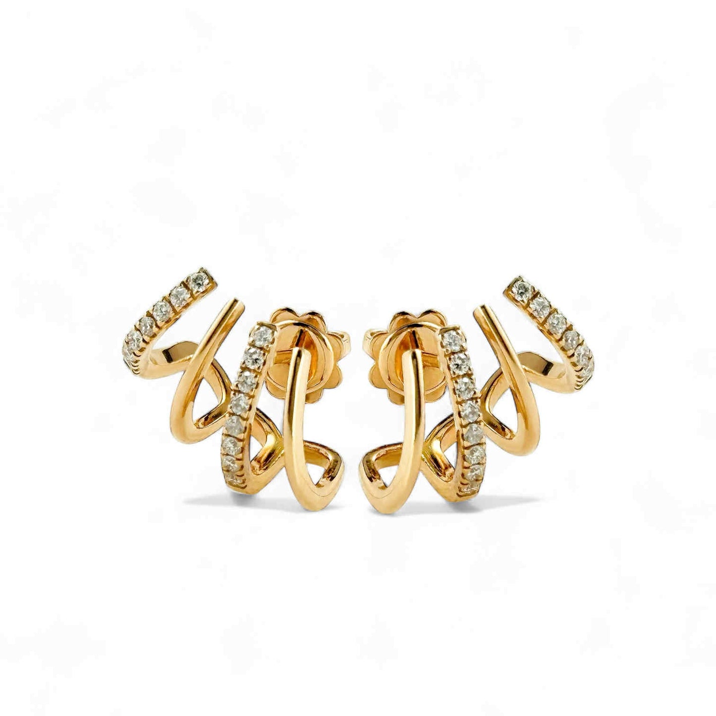 Orecchini donna modello quattro cerchi in oro rosa e diamanti - Simmi Gioielli - Simmi Gioiellerie - Orecchini