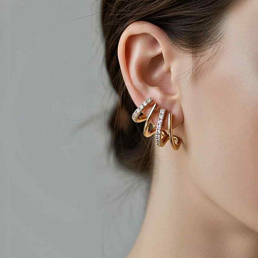 Orecchini donna modello quattro cerchi in oro rosa e diamanti - Simmi Gioielli - Simmi Gioiellerie - Orecchini