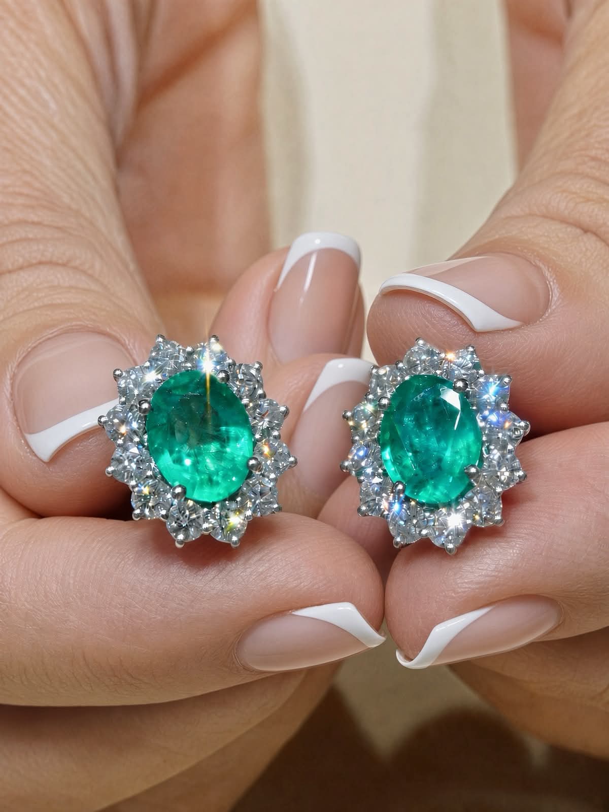 Orecchini in Oro Bianco 18 kt con Smeraldi Naturali e Diamanti – Simmi Gioielli - Simmi Gioiellerie -Orecchini