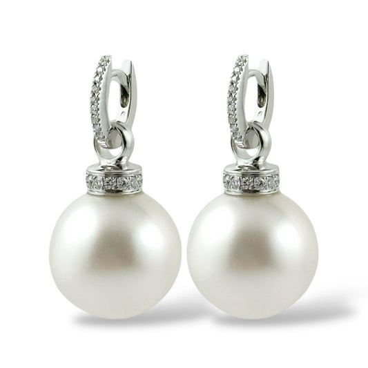 Orecchini pendenti in oro con perle australiane, diamanti e rubini - Simmi Gioielli - Simmi Gioiellerie - Orecchini