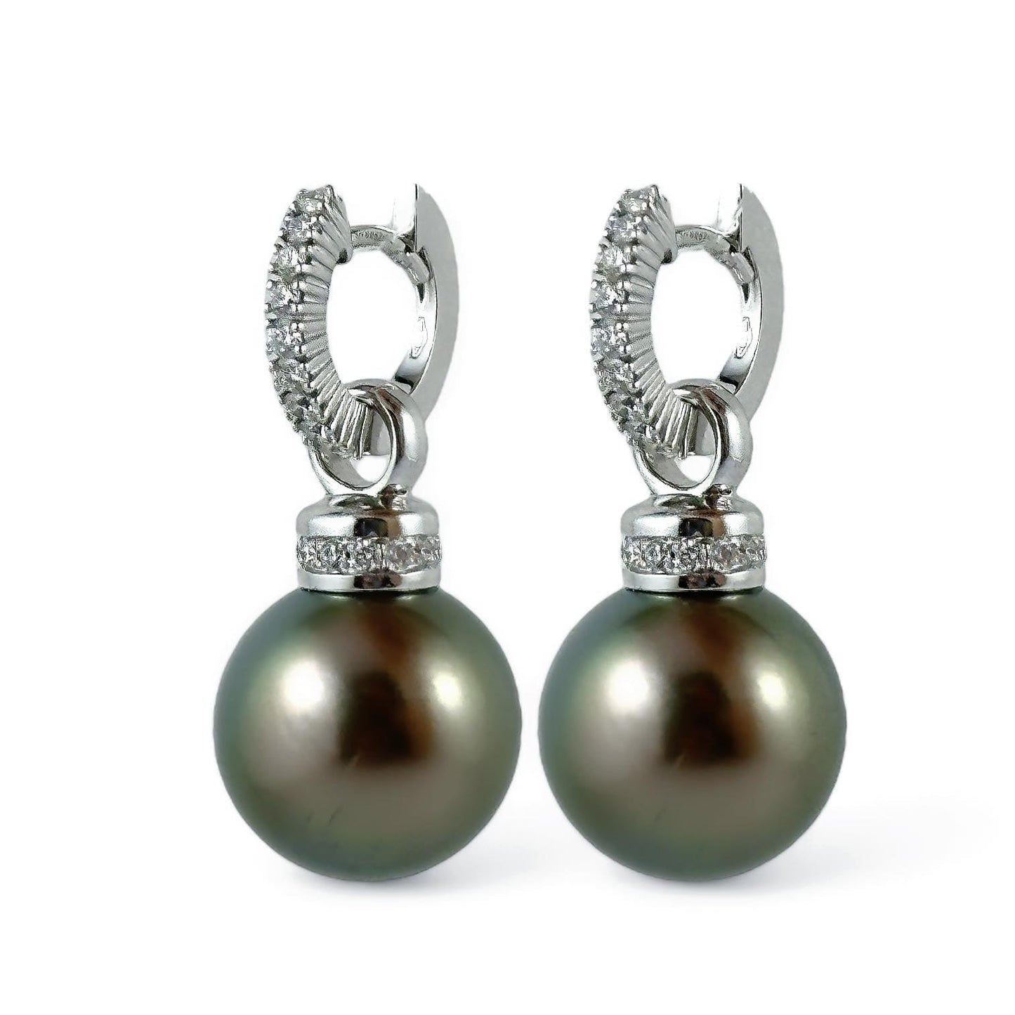 Orecchini pendenti in oro e diamanti con perle Tahiti - Simmi Gioielli - Simmi Gioiellerie - Orecchini