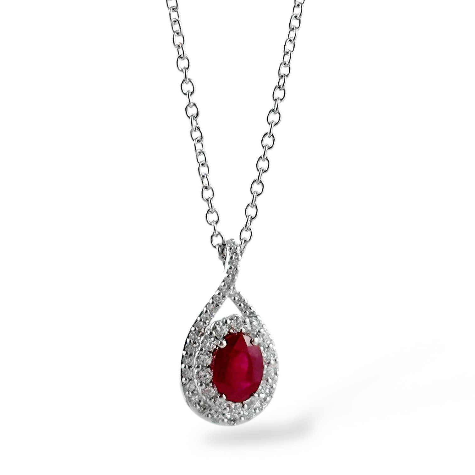 Naava Collana In Oro Giallo 9 Carati Con Pendente Diamante E Rubino – Gioiello Di Classe Donna