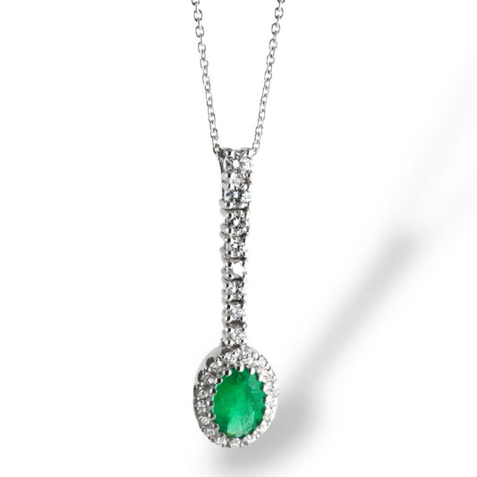Pendente da donna in oro con smeraldo e diamanti - Simmi Gioielli - Simmi Gioiellerie - Collane