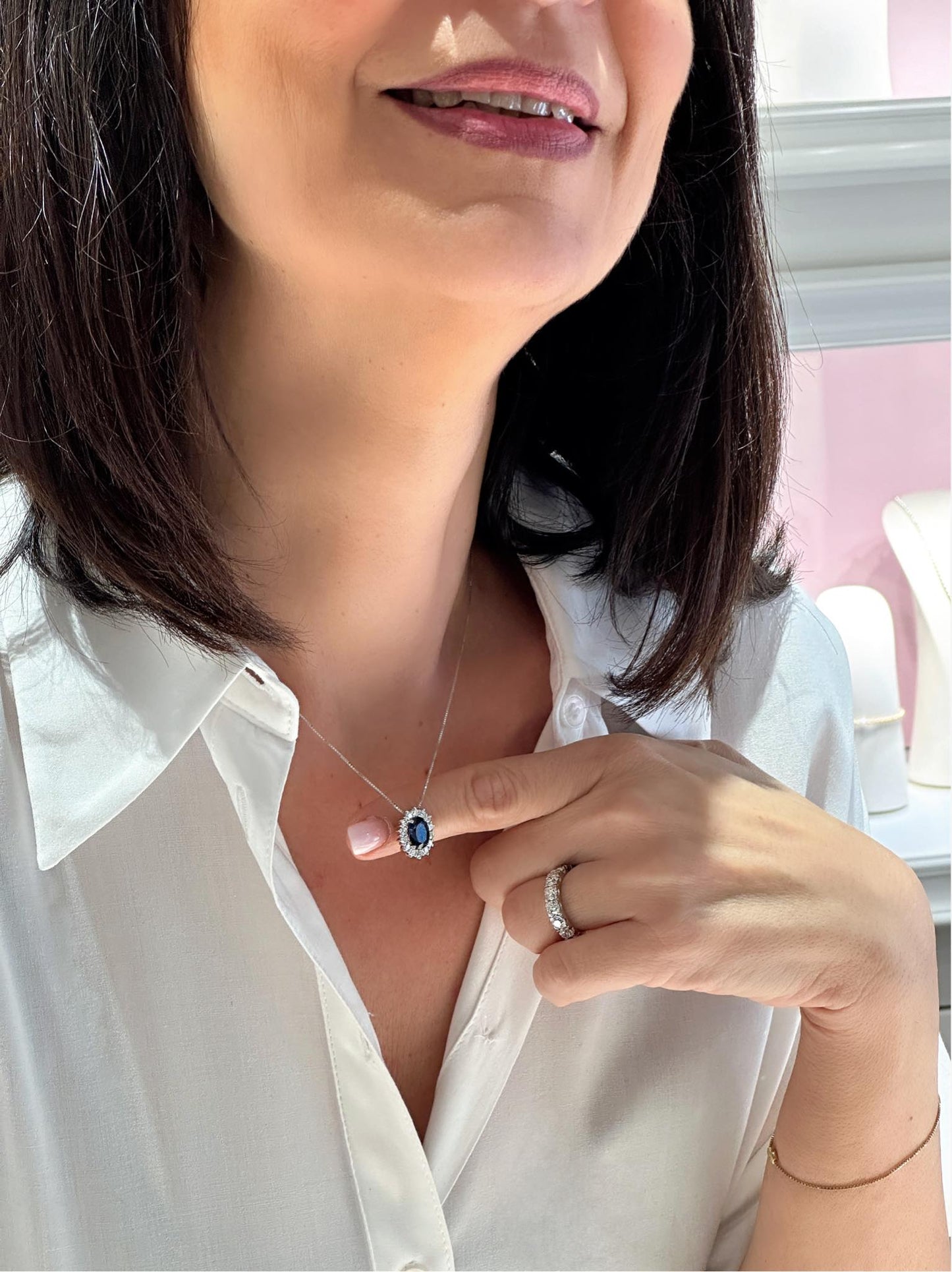 Pendente in oro con zaffiro e brillanti - Davite e Delucchi - Simmi Gioiellerie - Collane