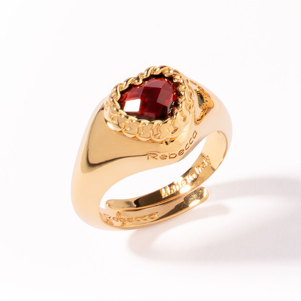 Rebecca Gioielli Anello Cocktail con castone a cuore piccolo e pietra colorata - Simmi Gioiellerie - Anelli