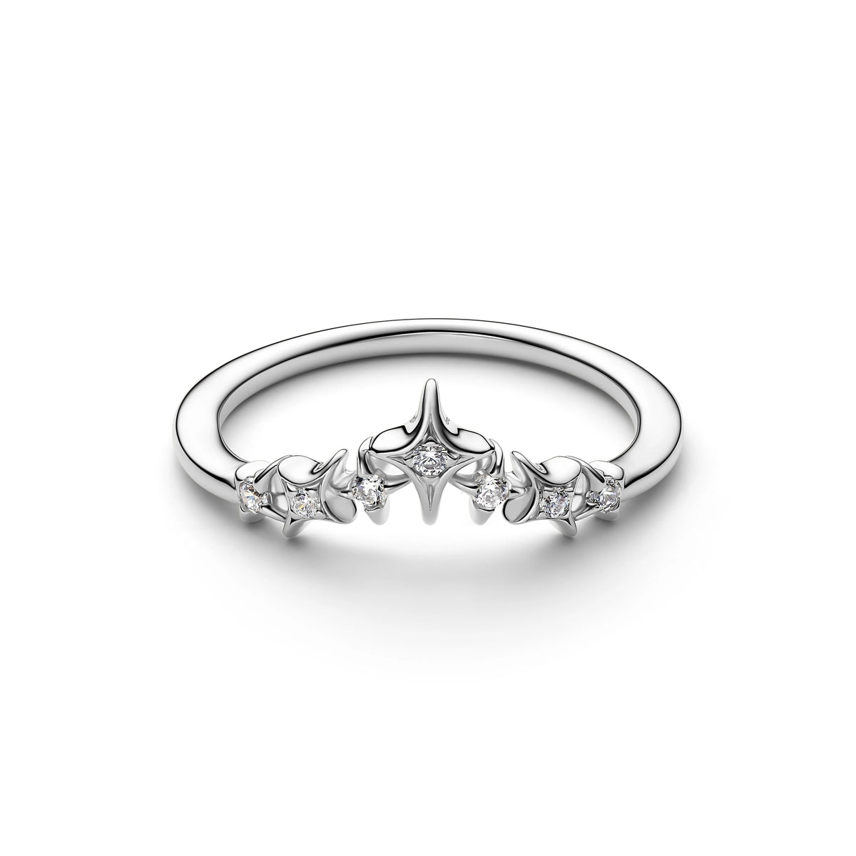 Stella con tiara placcato platino anello con zirconia cubica trasparente - 134946C01 - Simmi Gioiellerie -Anelli