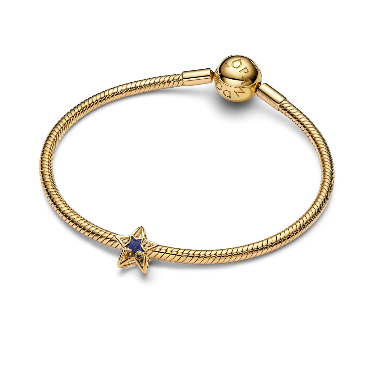 Traforato stella placcato oro 14k charm con smalto blu - 765034C01 - Simmi Gioiellerie -Charm